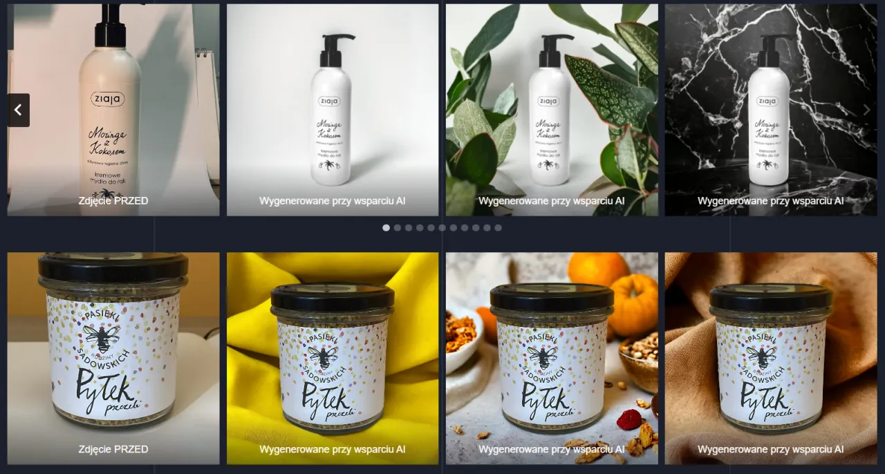 zdjęcia produktowe generowane przez AI