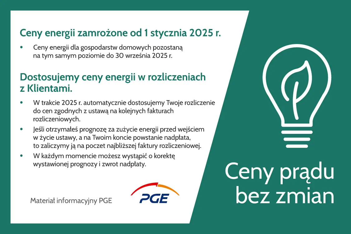 rachunek za prąd 2025, zamrożenie cen energii