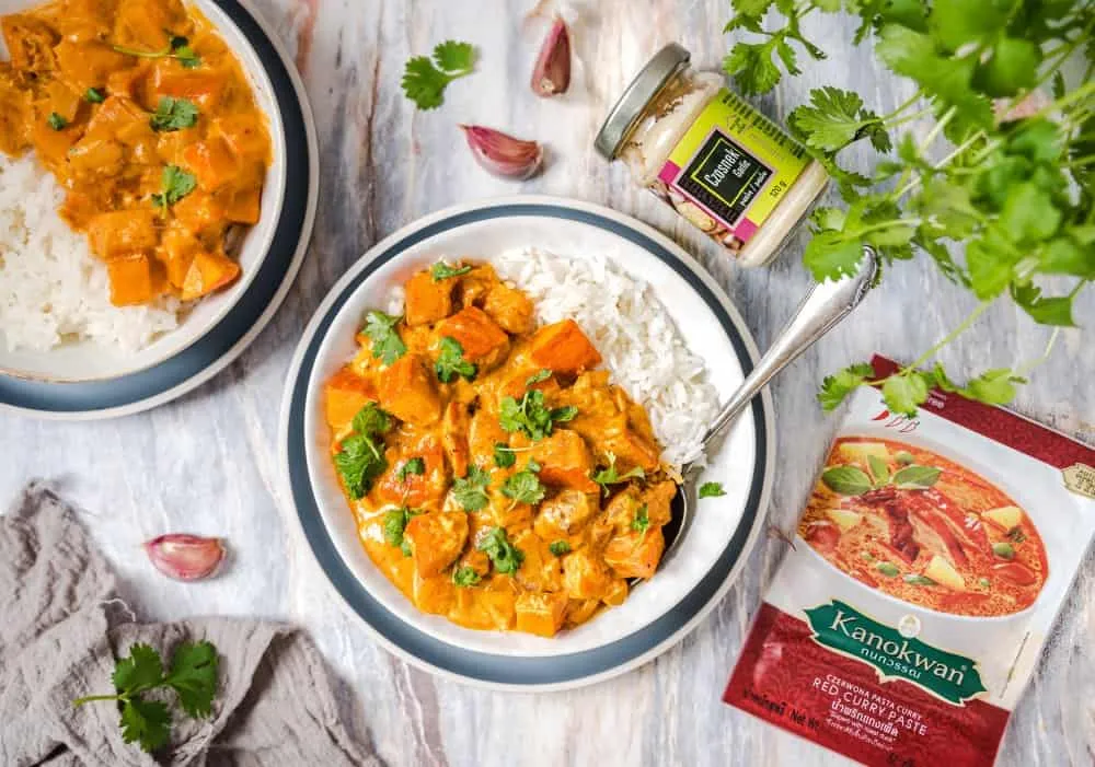 danie czerwone curry z wołowiną i dynią