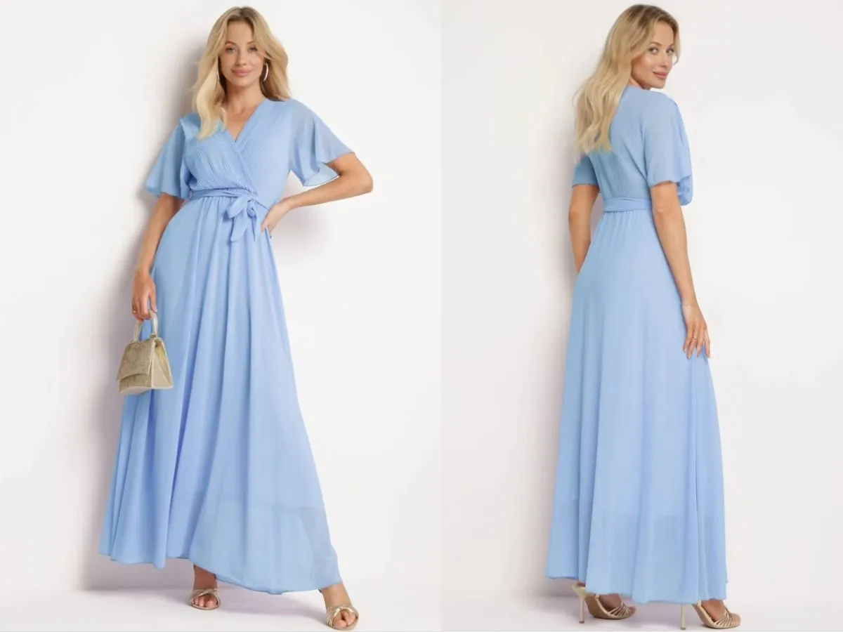 Buty do błękitnej sukienki na wesele i na co dzień