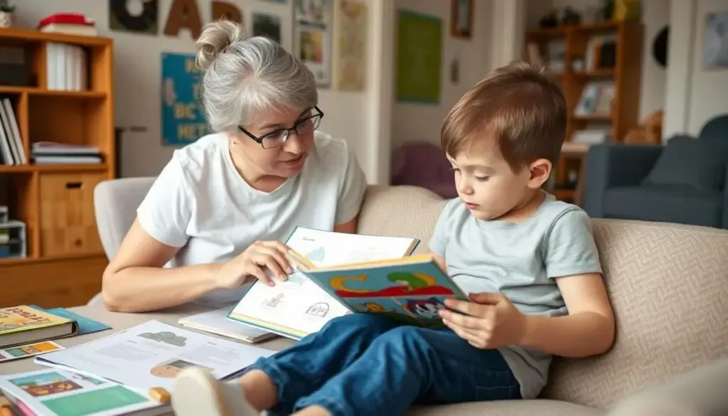 Dziecko uczące się w domu z rodzicem