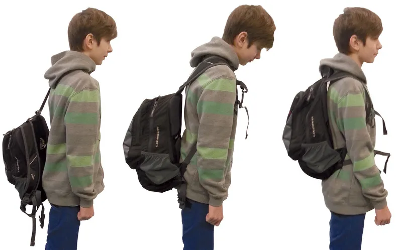 dziecko z prawidłowo dopasowanym plecakiem szkolnym vs źle dopasowanym