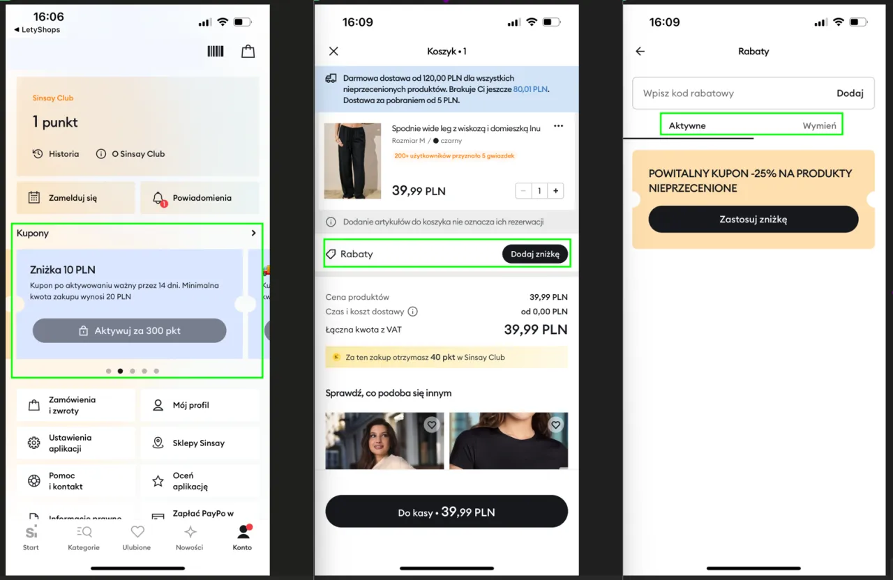 Sinsay aplikacja mobilna klub Fox&Bunny