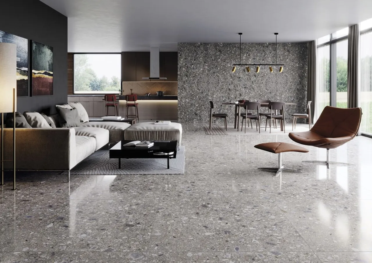 gres wielkoformatowy salon