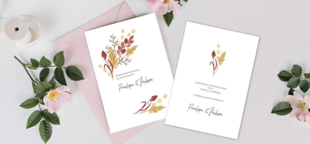 przykłady kartek Save the Date w różnych stylach