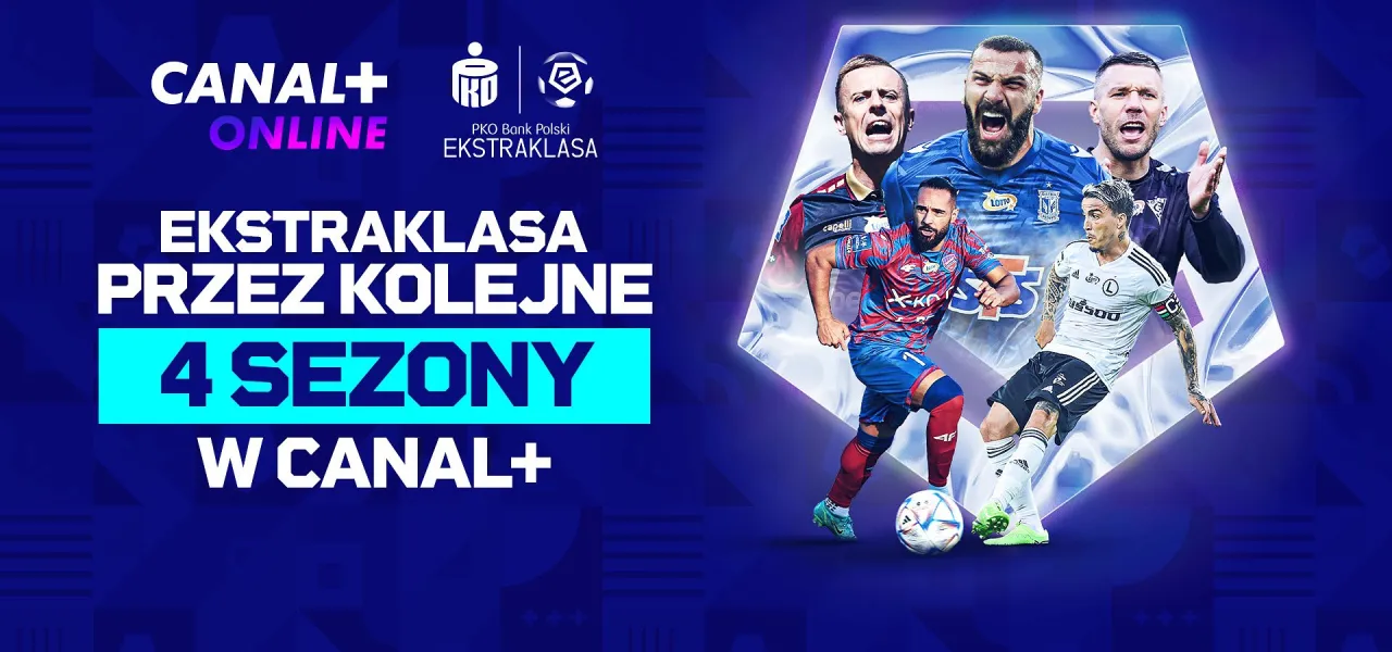 Ekstraklasa na jakim programie? Canal+ Online pokazuje PKO Bank Polski Ekstraklasę przez kolejne 4 sezony.