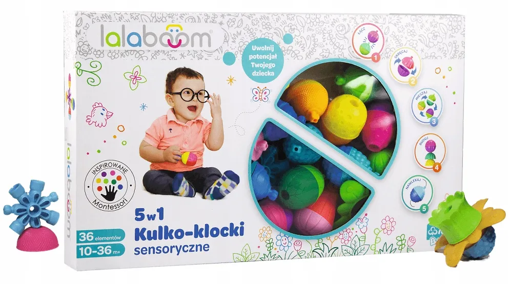 klocki lalaboom dziecko bawi się