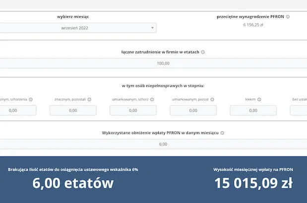 kalkulator wskaźnika zatrudnienia osób niepełnosprawnych pfron