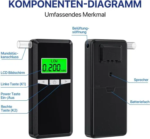 Alkomat policyjny i wynik na wyświetlaczu