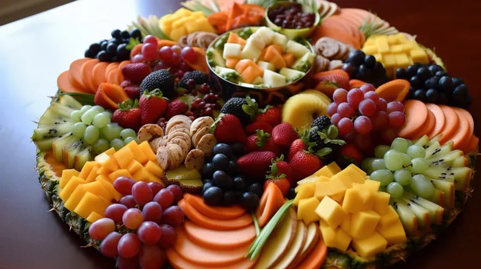 Talerz z puszystymi naleśnikami i świeżymi owocami