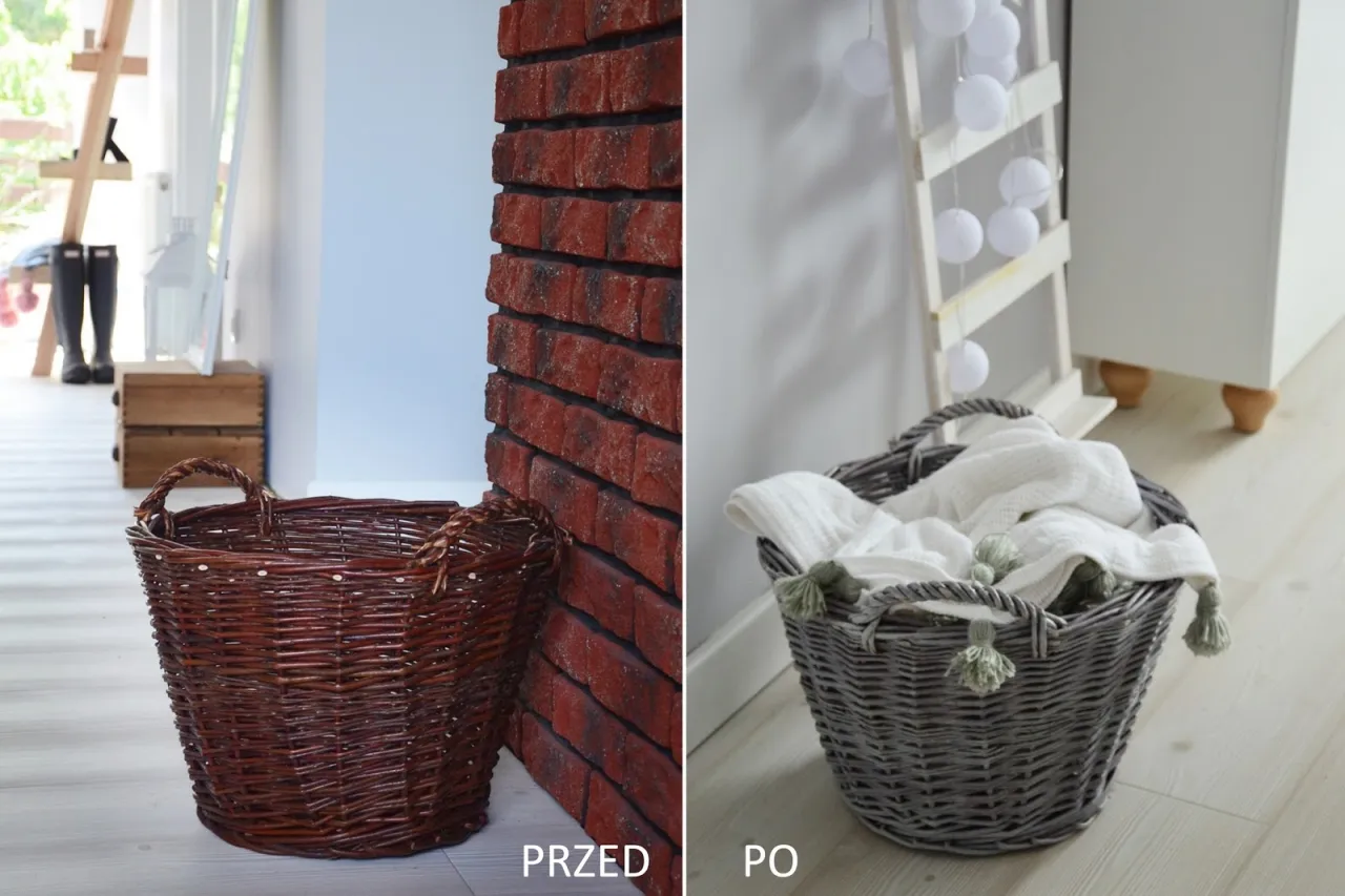 upcykling koszyka wiklinowego pomysły