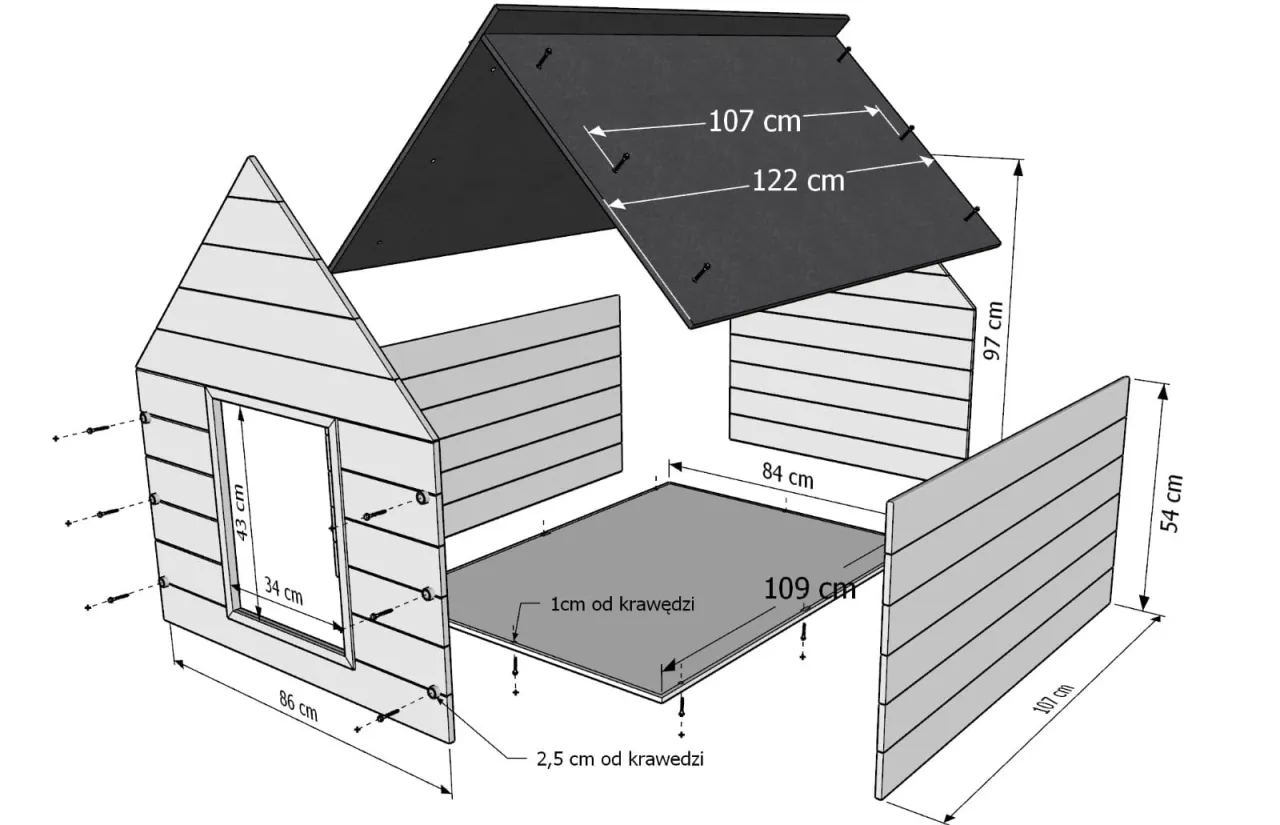 plan budy dla psa wymiary
