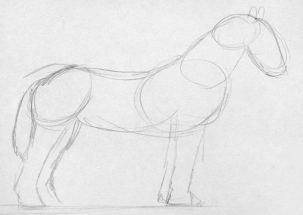 Pferd zeichnen Grundformen Bleistift Skizze