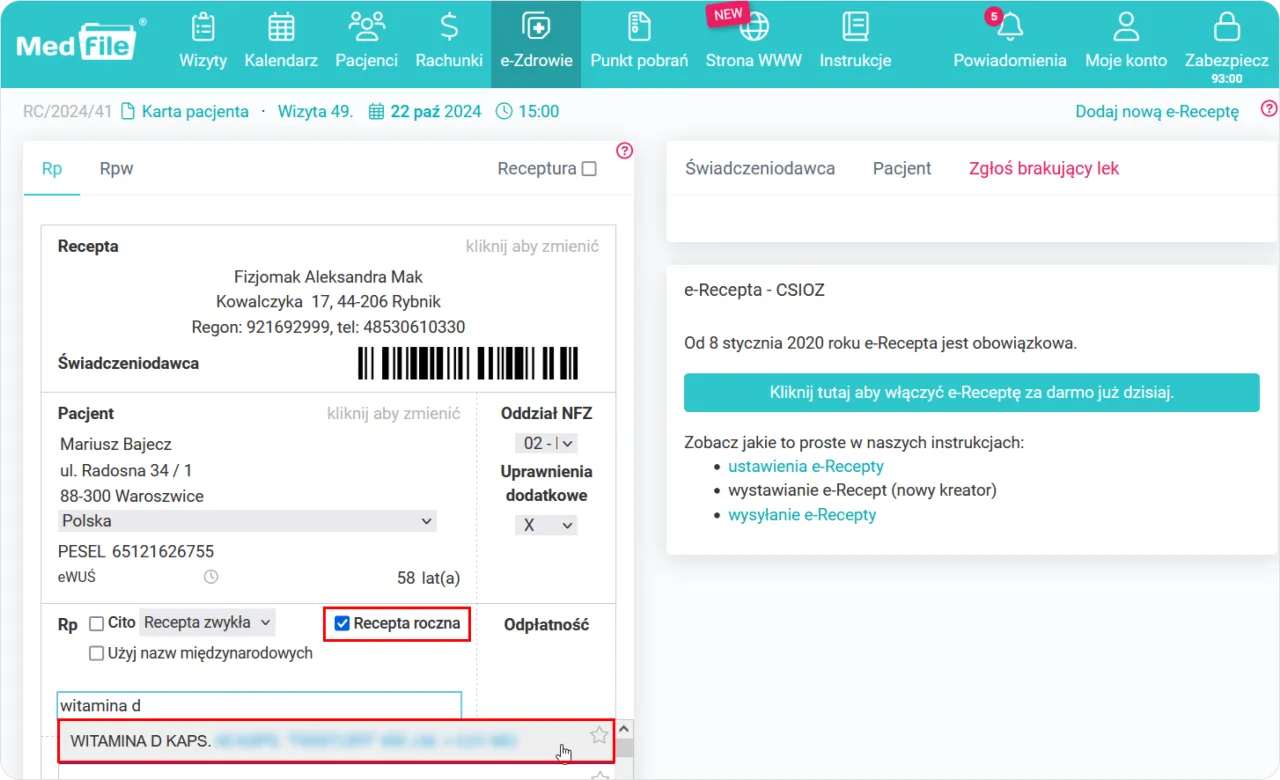 e-recepta roczna schemat działania