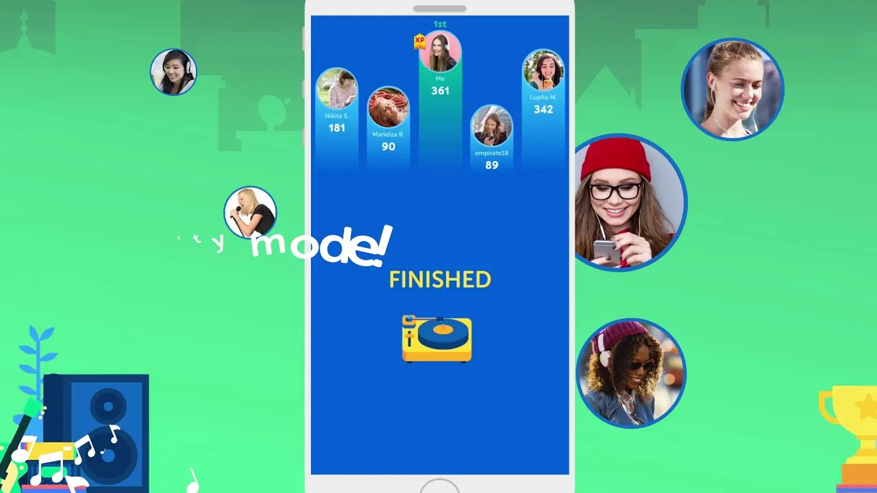 Aplikacja mobilna zgadnij piosenkę ekran gry multiplayer