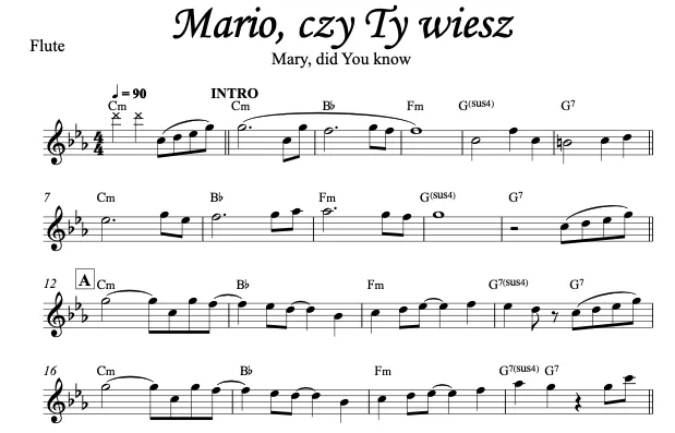 Mario czy Ty wiesz nuty pianino gitara chór