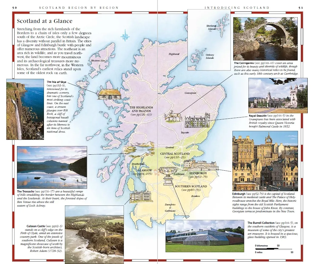 Szkocja mapa turystyczna z atrakcjami