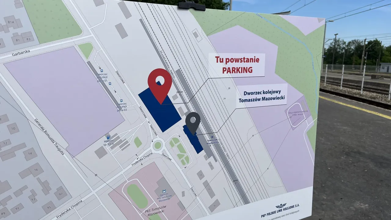 Mapa Dworzec PKS i PKP Tomasz&oacute;w Mazowiecki