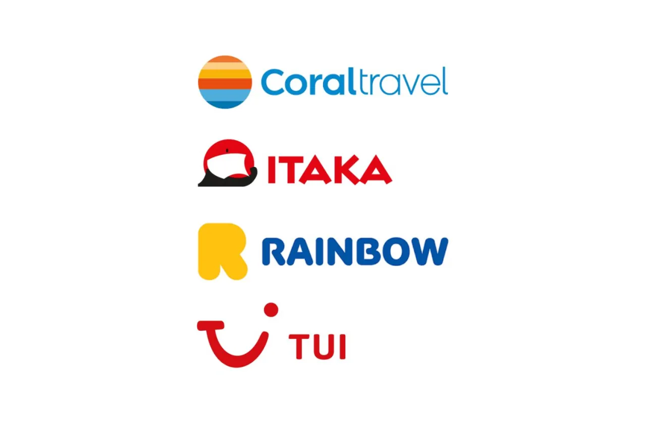 logotypy biur podróży Itaka TUI Rainbow Coral Travel