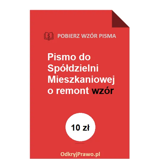 Wzór pisma do spółdzielni mieszkaniowej o remont