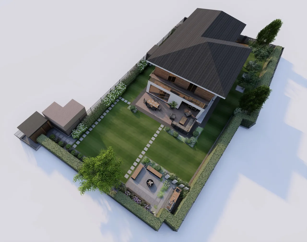 Przykładowe zagospodarowanie działki wokół domu