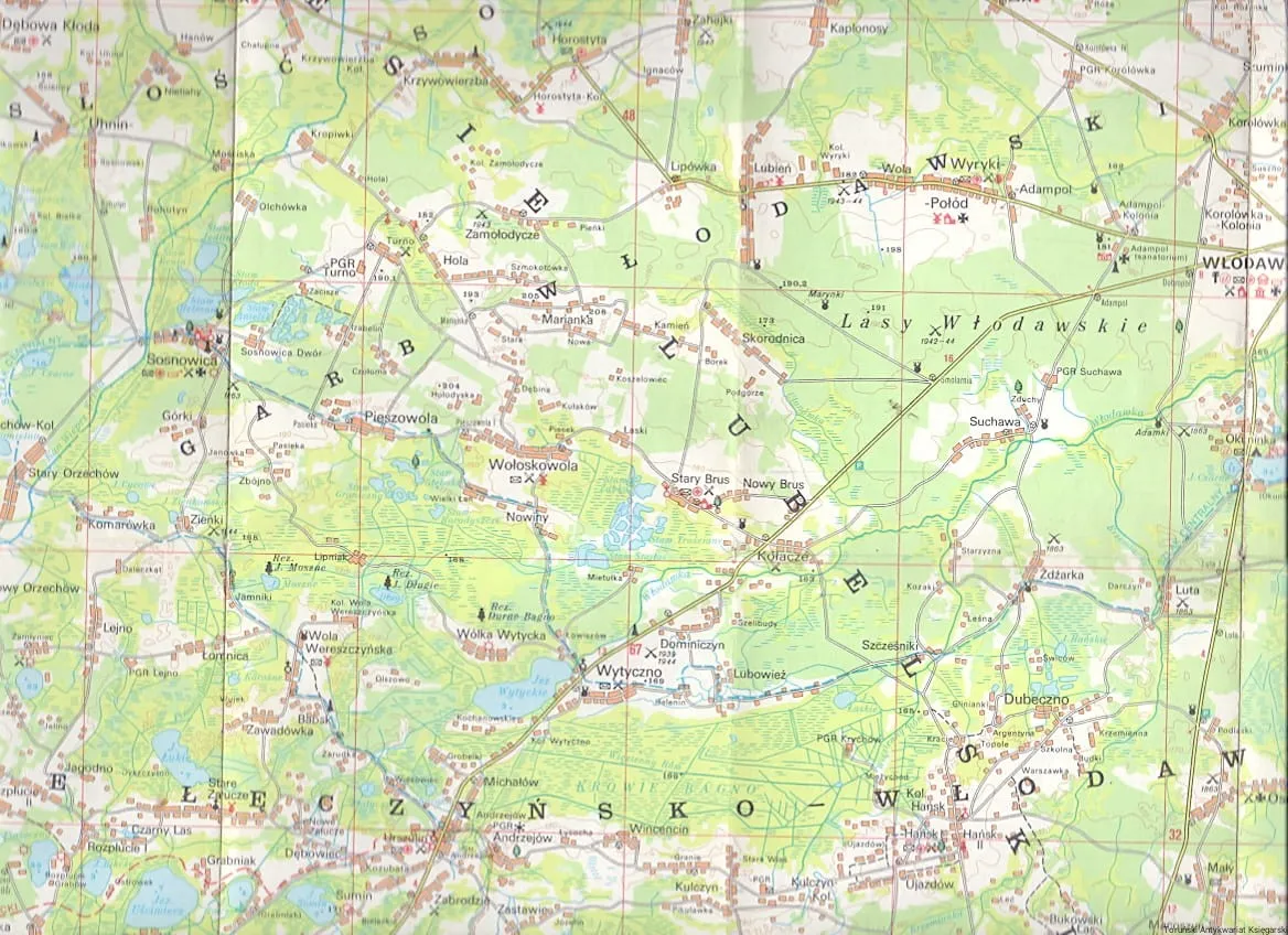 Mapa Pojezierza Łęczyńsko-Włodawskiego