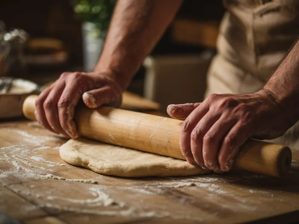ręczne rozciąganie ciasta na pizzę vs wałek