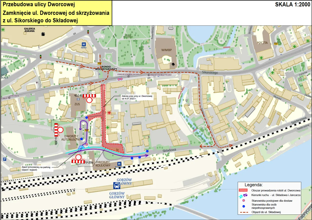 Mapa Dworzec PKS Gorzów Wielkopolski ul. Jancarza