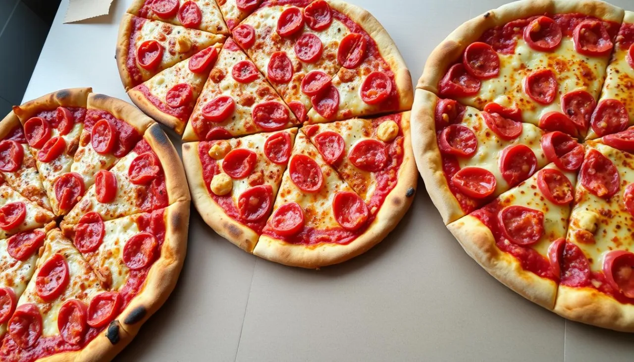 r&oacute;żne rozmiary pizzy i kawałki