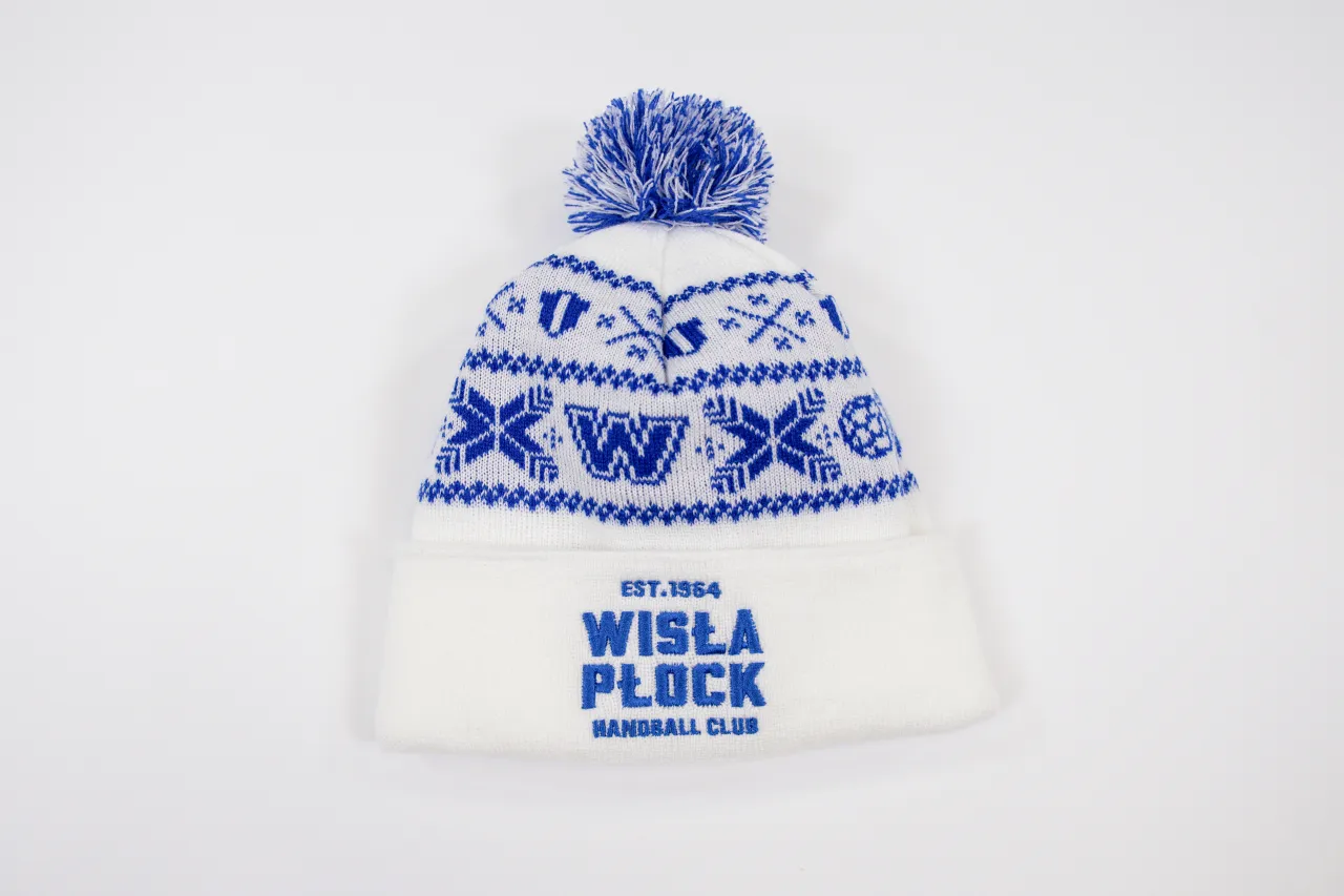 czapka narciarska dla dziecka z wiązaniem odblaskami i wesołym wzorem