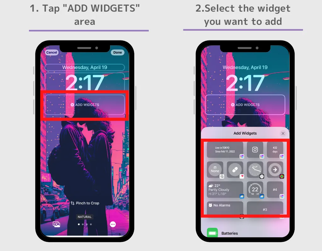 iPhone ekran blokady widżety czcionka