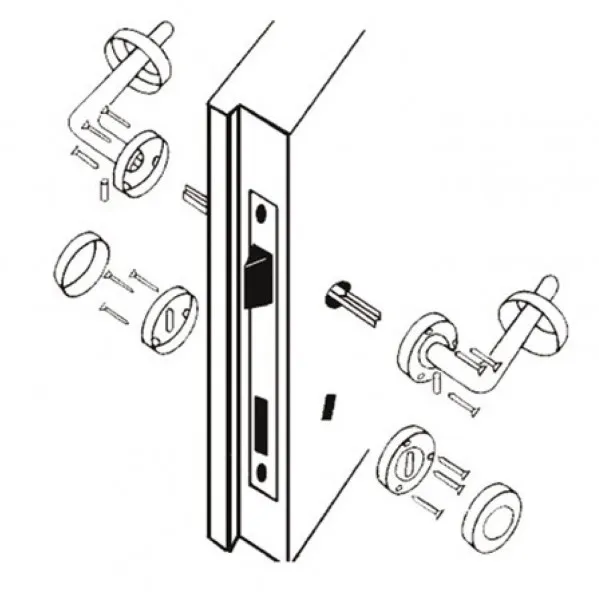 Montaż klamki w drzwiach zewnętrznych schemat