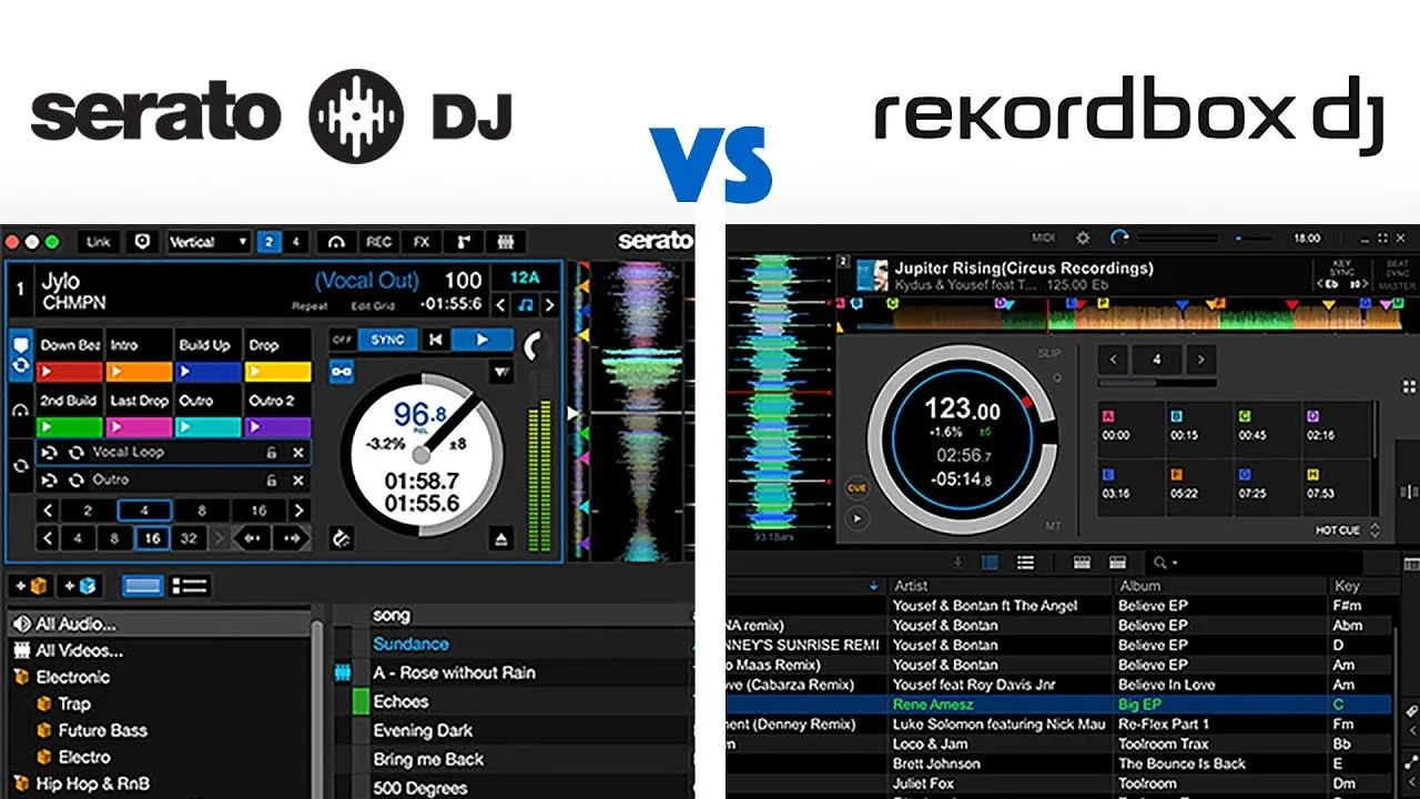 porównanie interfejsów rekordbox serato