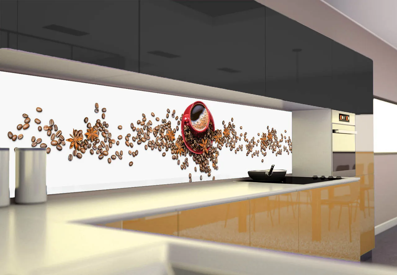 Nowoczesna kuchnia ze szklanym panelem ściennym