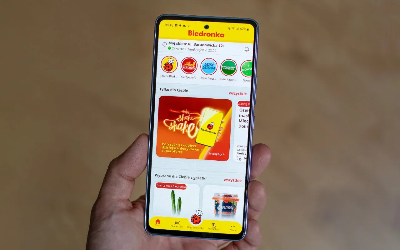 Aplikacja Moja Biedronka ekran główny