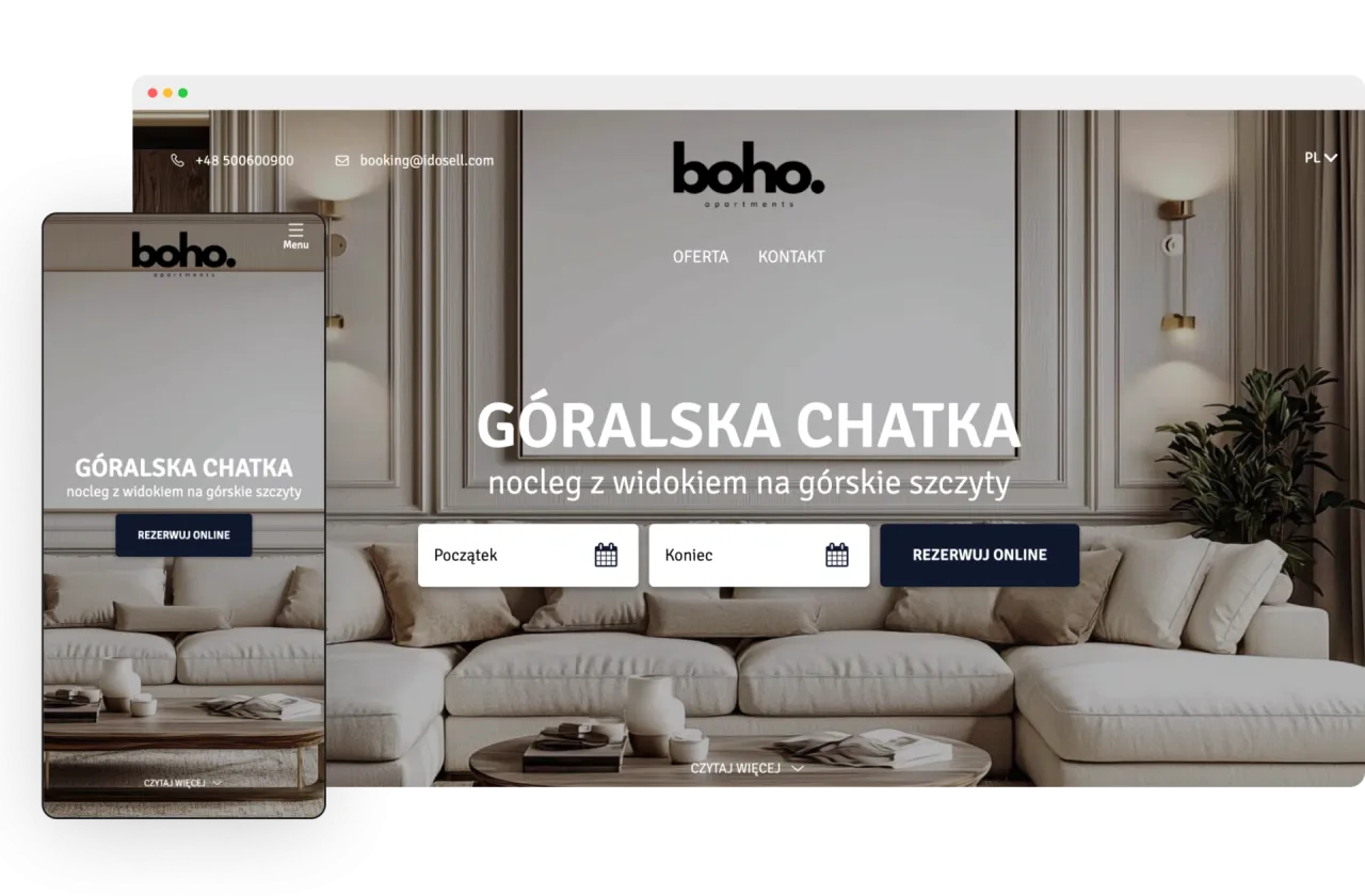 własna strona internetowa noclegi rezerwacja