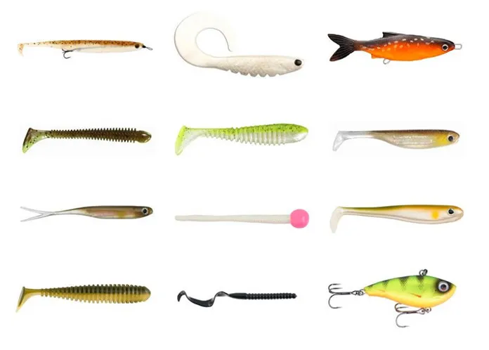 r&oacute;żne typy przynęt gumowych rippery twistery jask&oacute;łki