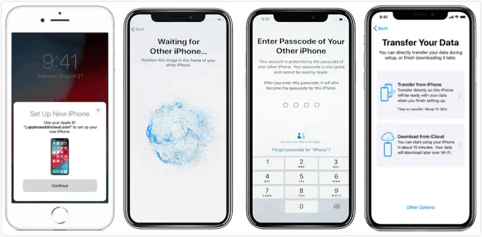 iphone szybki start transfer danych