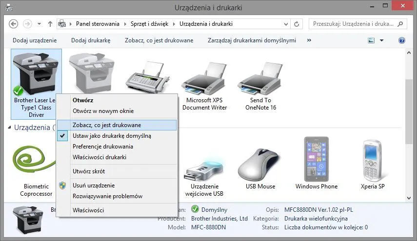 Drukarka offline ikona połączenia Wi-Fi