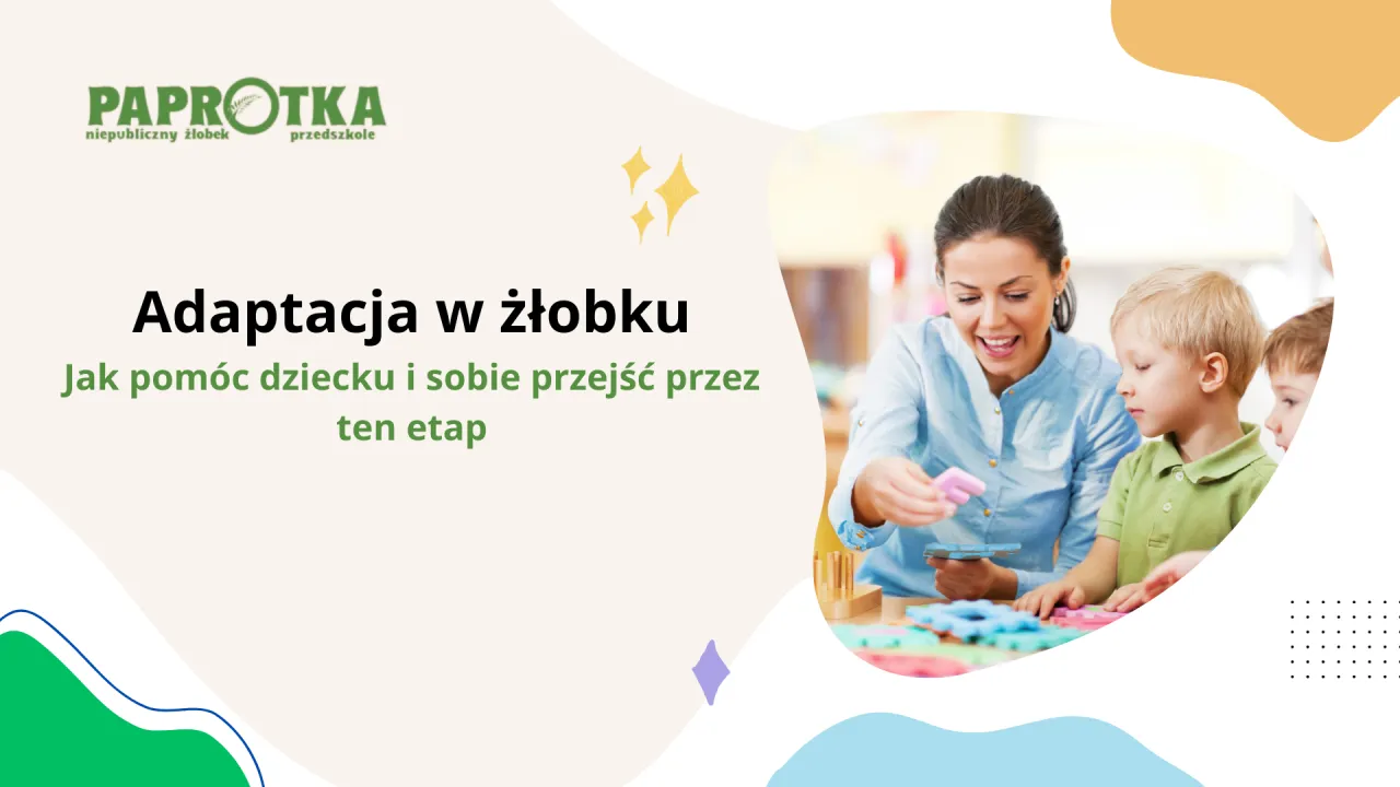 Adaptacja w żłobku: jak pomóc dziecku i sobie przejść przez ten etap. Nauczycielka z uśmiechem bawi się z dziećmi.