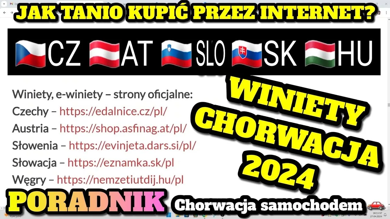 Cennik winiet Czechy Austria Słowenia Słowacja Węgry