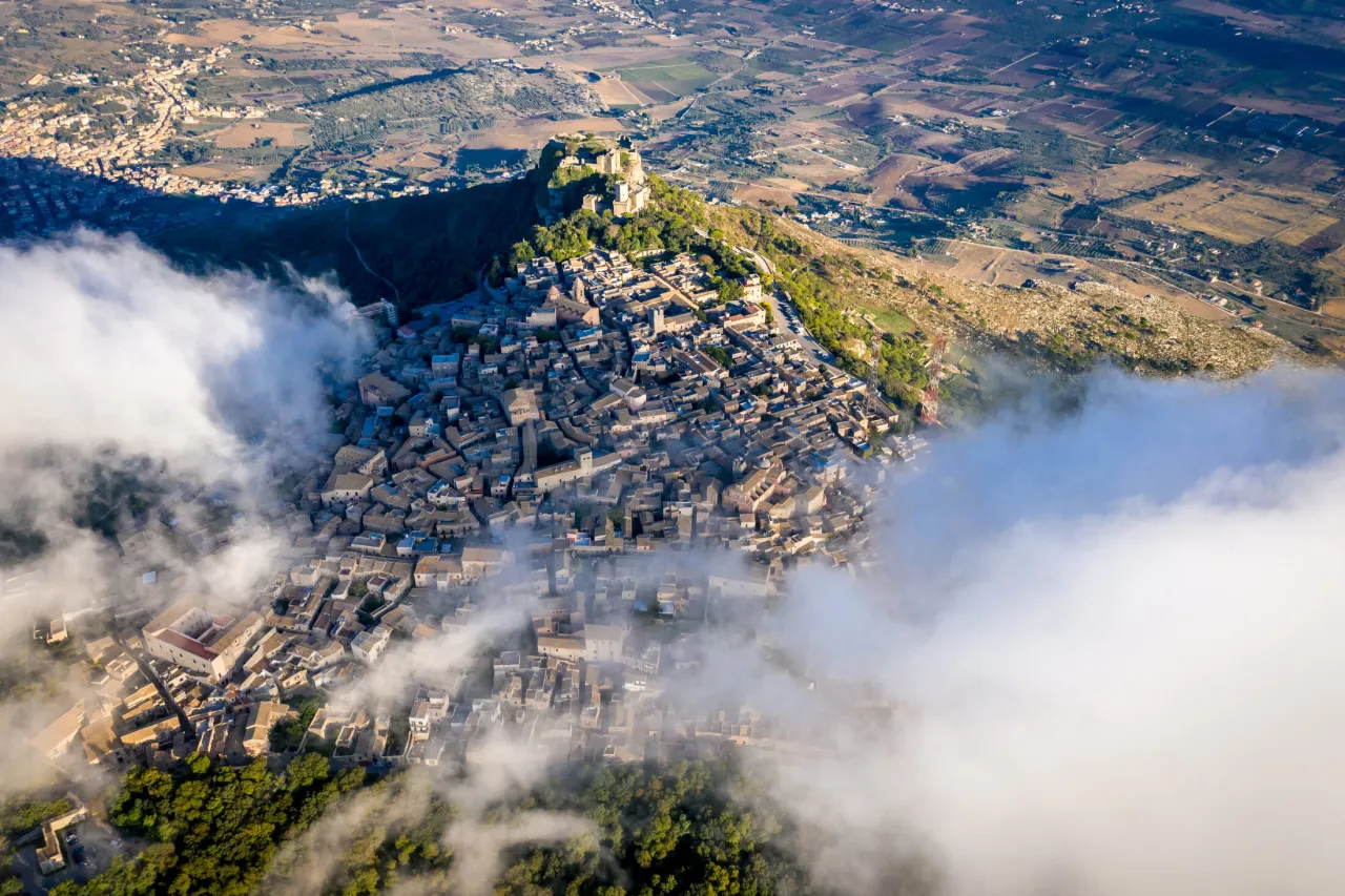 Erice miasto widok z lotu ptaka