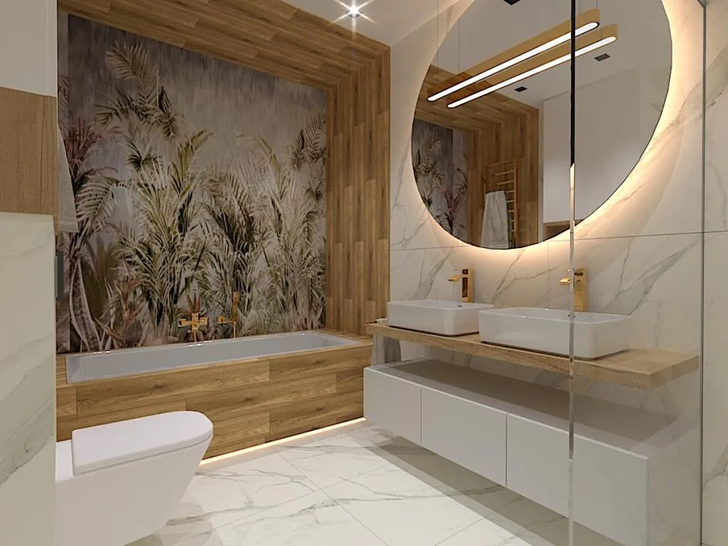 Wizualizacje łazienek w r&oacute;żnych stylach, projekt łazienki