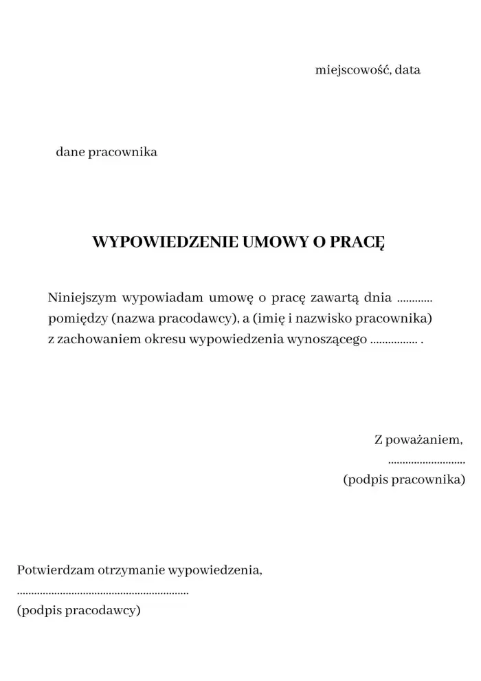Zdjęcie Jak poprawnie wypełnić wypowiedzenie umowy o pracę bez przykrych konsekwencji