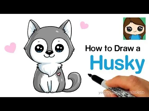 Zdjęcie Jak łatwo narysować psa husky krok po kroku dla początkujących