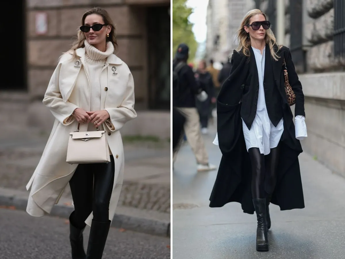 Stylizacje z legginsami sk&oacute;rzanymi i wzorzystymi