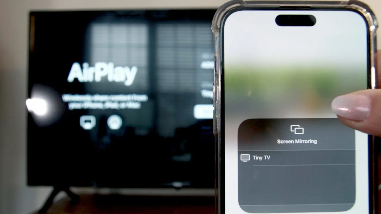 AirPlay icon and compatible smart TV screen