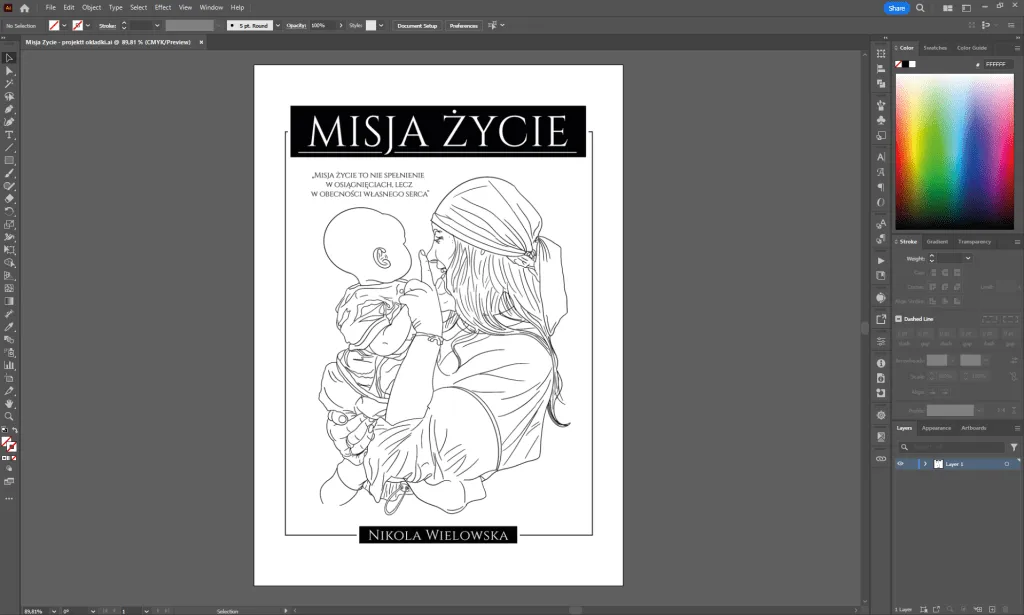 Projektant graficzny pracujący nad okładką książki, ilustrator