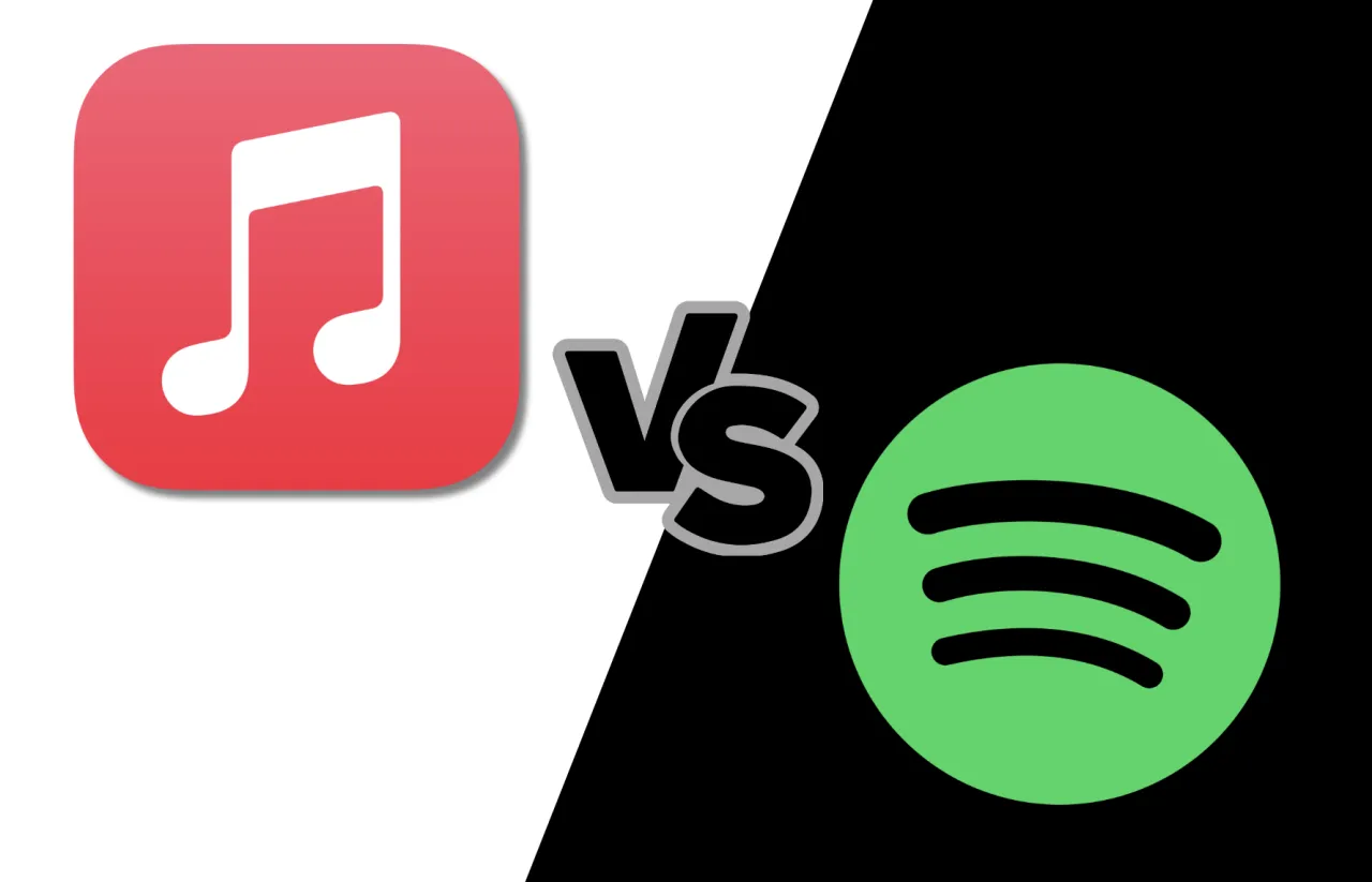 Ikony aplikacji Apple Music, Spotify, YouTube Music