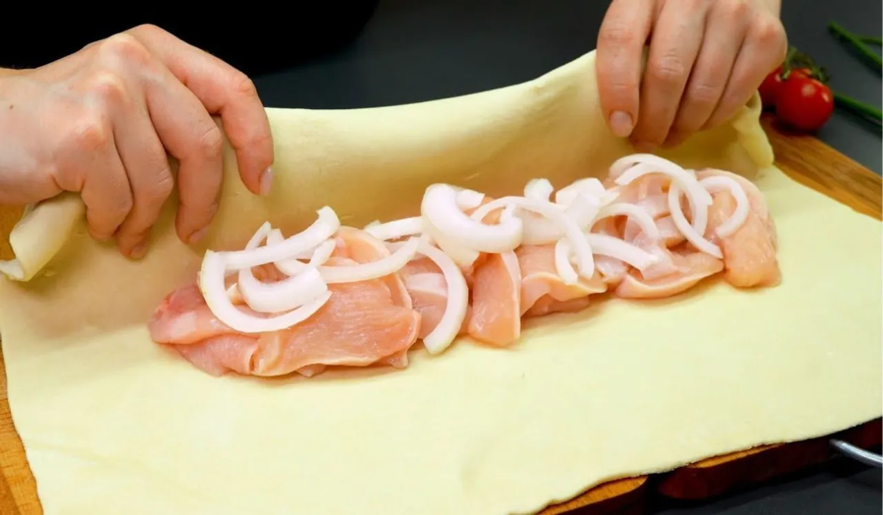 przepisy na obiad z ciasta francuskiego z kurczakiem